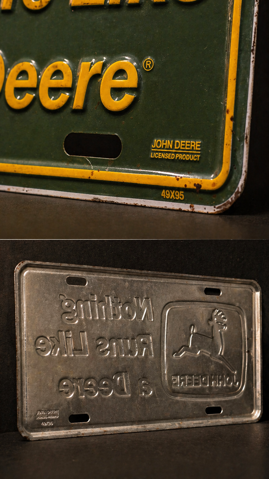 Vintage John Deere “Nothing Runs Like a Deere” Embossed Metal Sign | Reno, NV Antiques