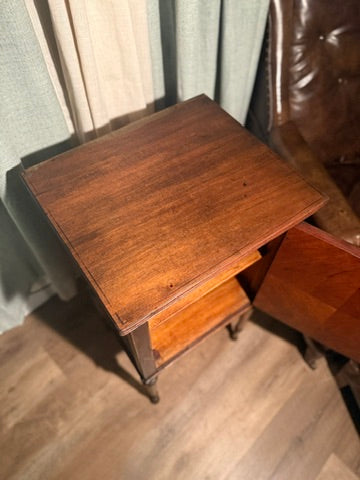 Early 20th-Century Cabinet Table (c. 1920s–1930s) | Black & Walnut Finish | Hinchman Collective