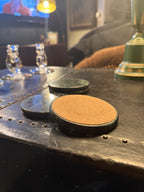 Dark Green Marble Coaster Set with Cork Backing c 1970s