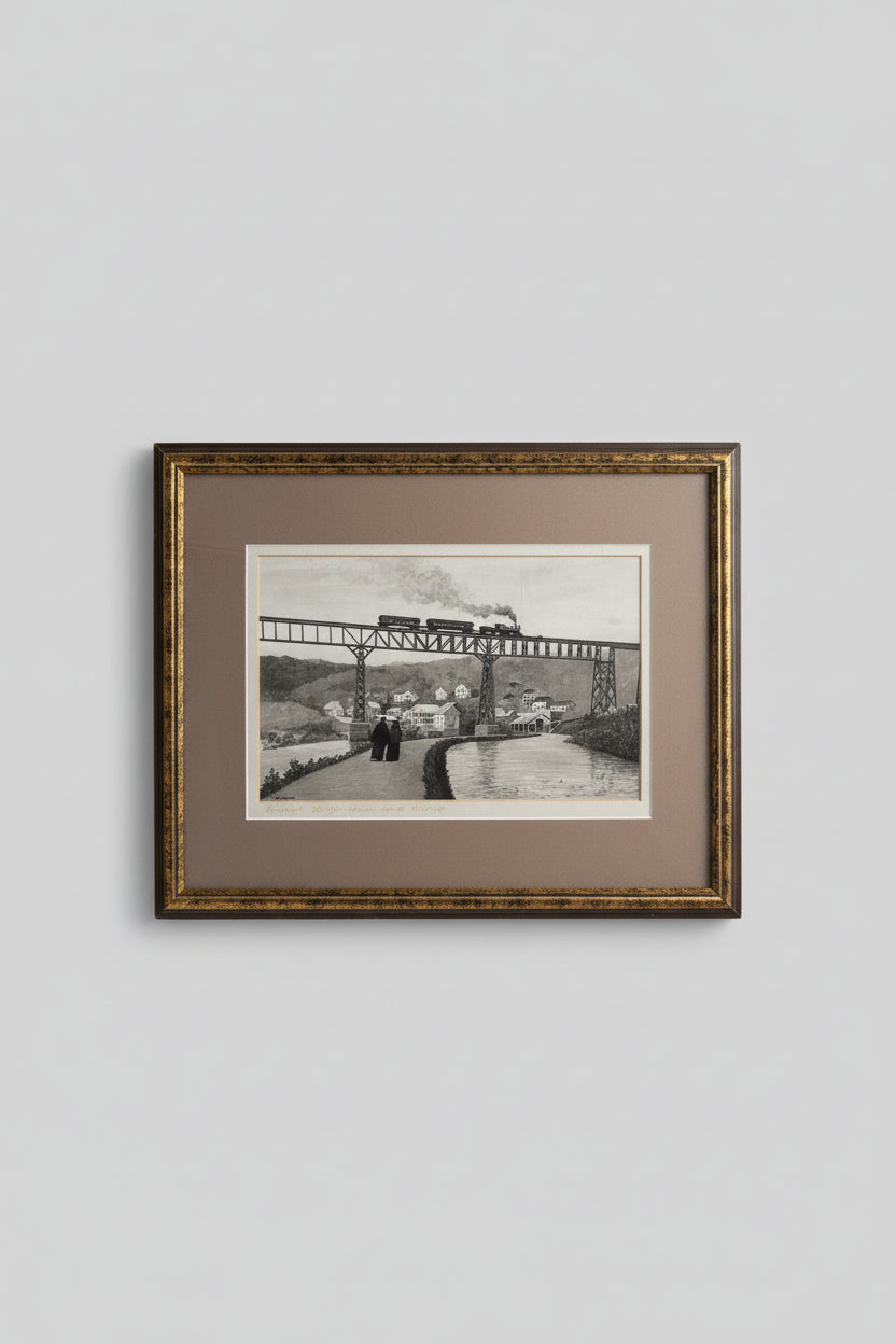 Rosendale Trestle, Wallkill Valley Railroad (1872 Bridge) — Original Hudson Valley Railroad Illustration by Tassone, c. 1970–1990