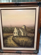 William Newport Signed Oklahoma Farmhouse Oil Painting, c. 1920s–1940s