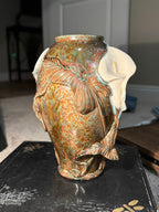 Calla Lilies in Copper Green, Signed Doyle Ceramic Vase