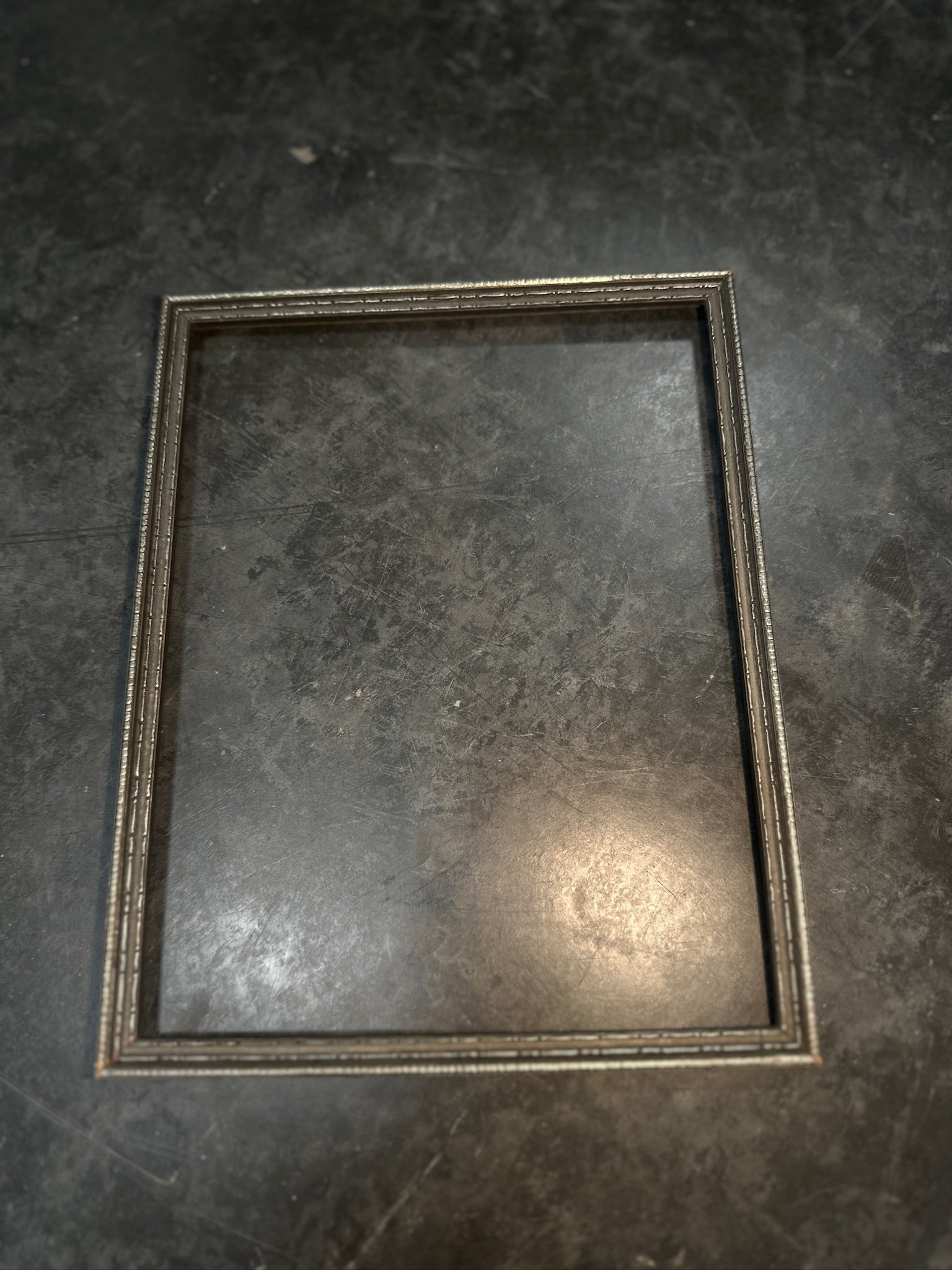 Mid Century Picture Frame, c. 1940s–1950s Silver-Tone Beaded Frame