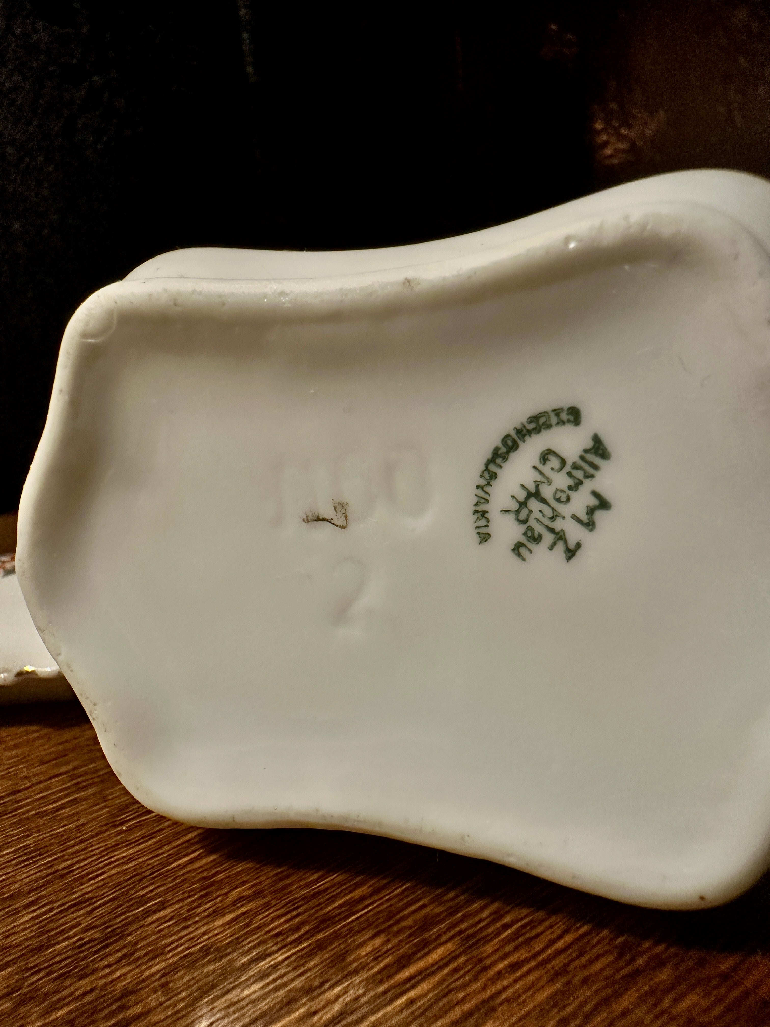 Vintage Altrohlau CMR Czechoslovakia Porcelain Trinket Box with Scalloped Lid