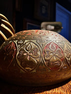 Indian Brass “Elephant Claw” Ritual Bell with Clapper & Stand c.1950–1975