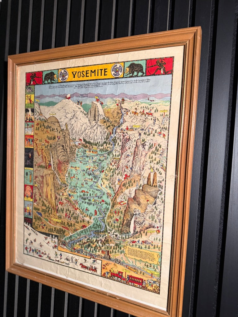 1931 Jo Mora Yosemite Pictorial Map – Vintage National Park Illustration | H.S. Crocker Print
