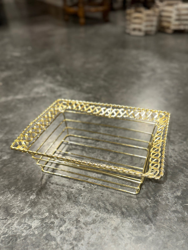 Gilt Wire Serving Tray with Twisted Rope Rail and Braided Openwork Gallery, Italian Manner, c. 1960–1990