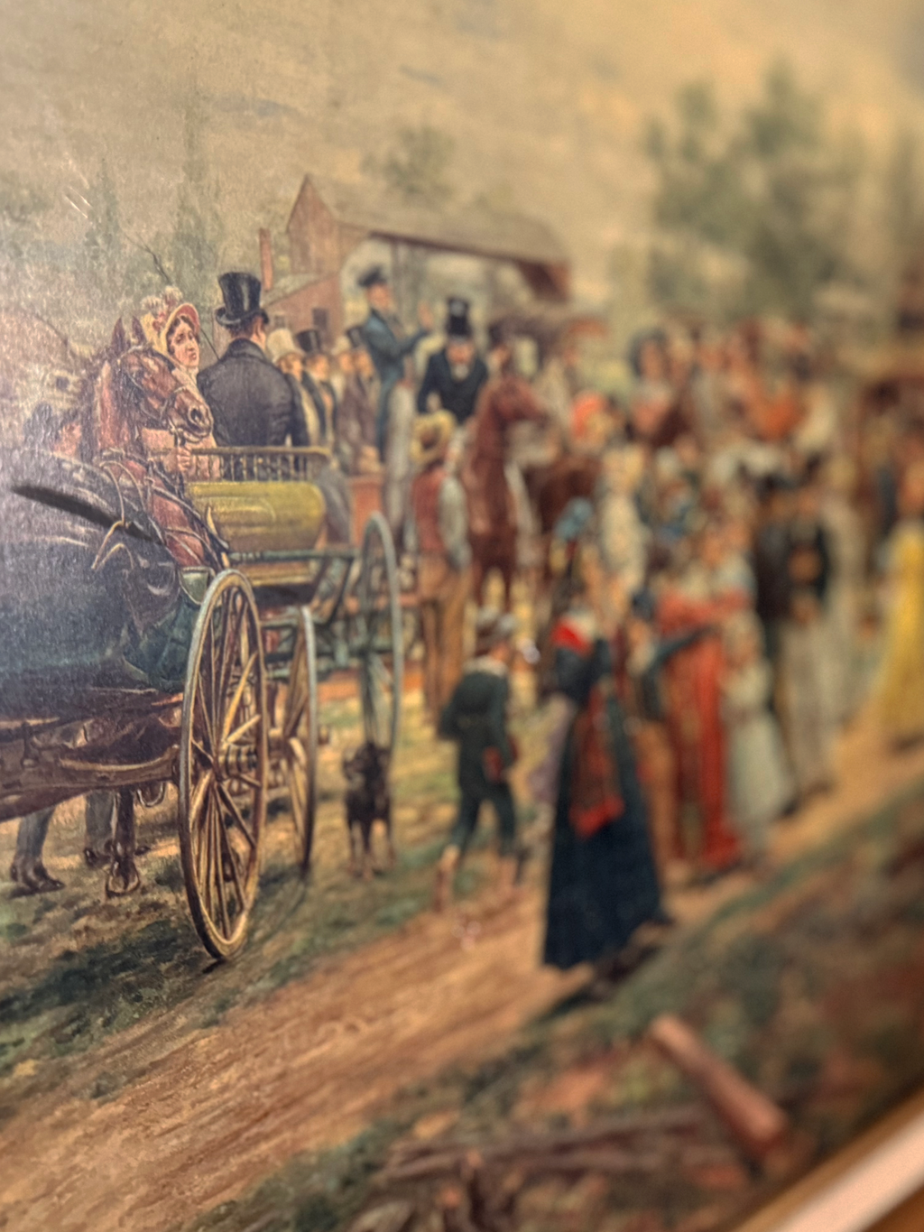 The First Railway Train, Reproduction Print after Edward L. Henry (American, 1841–1919), Original 1892, Framed Mid-20th Century