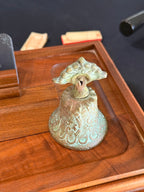 Vintage 1940s Cast Brass Rooster Bell With Verdigris Patina