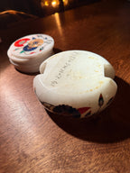 Italian Pietra Dura Marble Coaster Set with Floral Inlay, Mid-20th Century