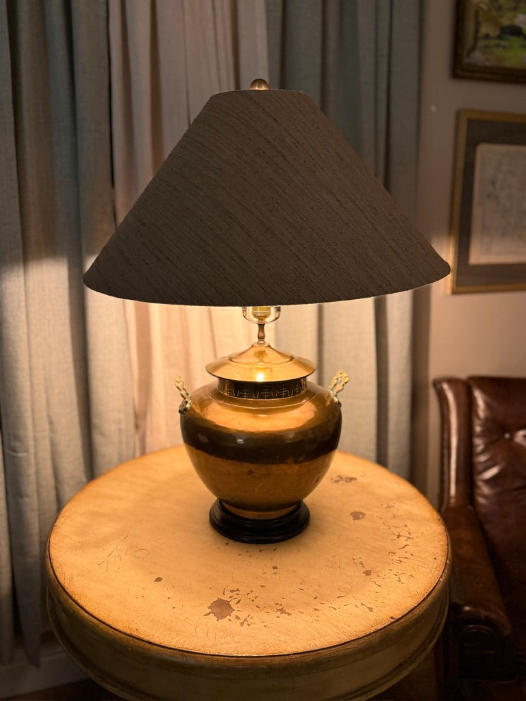 Mid-Century Chinese Revival Bronze Vessel Table Lamp | Hollywood Regency Lighting c. 1960