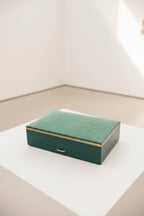 Vintage Mele Jewelry Box, Emerald Green with Ivory Interior, c. 1950–1970