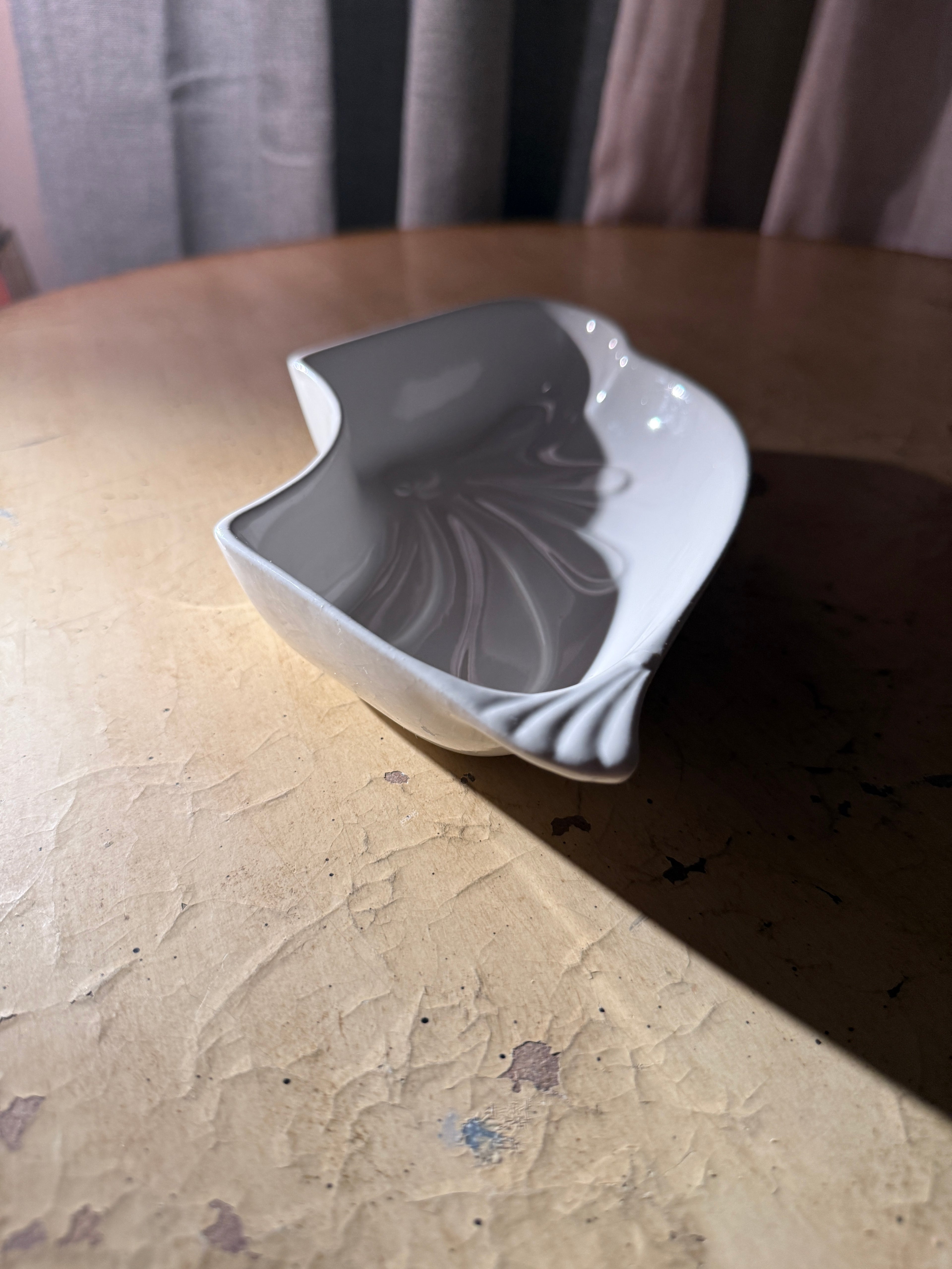 Mid Century Calif USA Sculptural White Dish