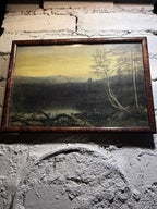 Antique American Tonalist Landscape Print with Deer c.1895–1915