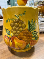 Vintage California Pottery Embossed Fruit Cookie Jar, c. 1945–1960