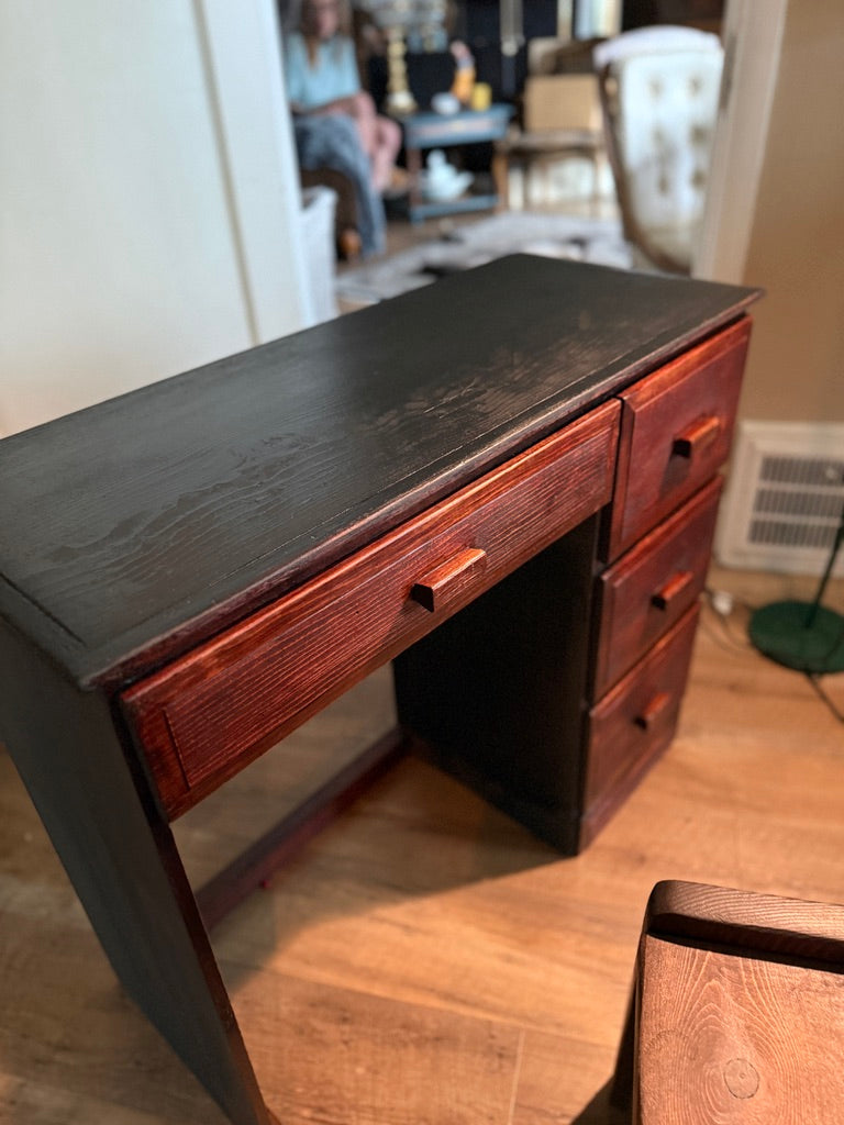 Early 20th Century Solid Wood Writing Desk, c. 1910s–1920s, Hand-Finished