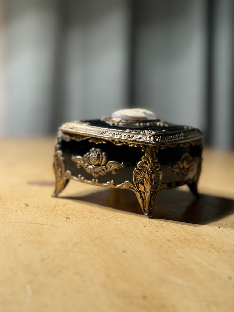 c.1960s Westland Japanese Music Box with Ormolu-Style Mounts & Cameo Lid