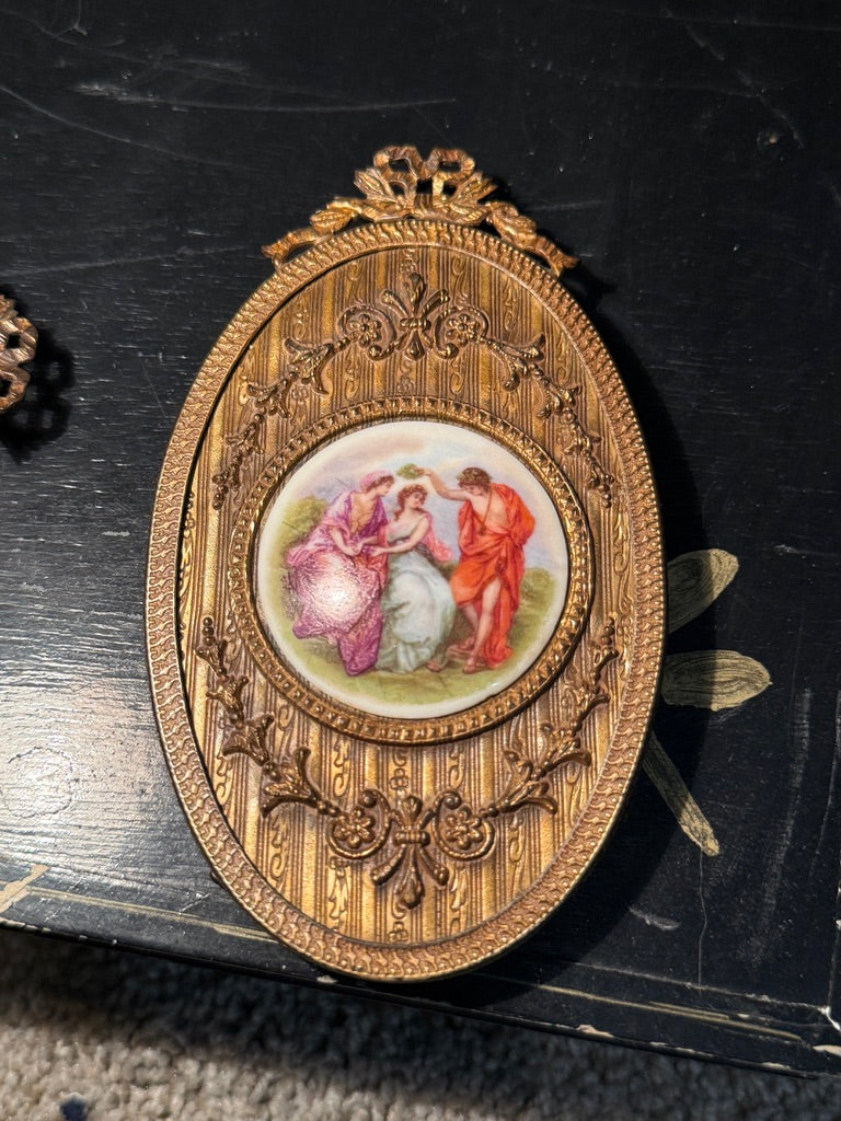 Pair of Antique Gilt Classical Medallion Wall Plaques, c. 1890s–1920s