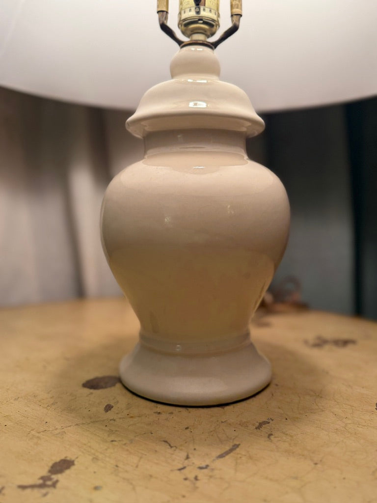 Mid-Century Cream Glazed Ceramic Table Lamp | Vintage American Baluster Lamp c.1960