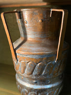 Tinned Copper Two-Handled Vessel, Repoussé Gadroon Bands and Chased Cartouches, Riveted Strap Handles, Labelled Made in United Arab Republic — a Country That Existed Only from 1958 to 1971