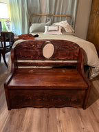Antique Walnut & Cherry Storage Bench with Lift-Top (c.1880–1900)