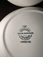 Taylor Ironstone Currier & Ives Blue Plates, Pair c. late 1950s