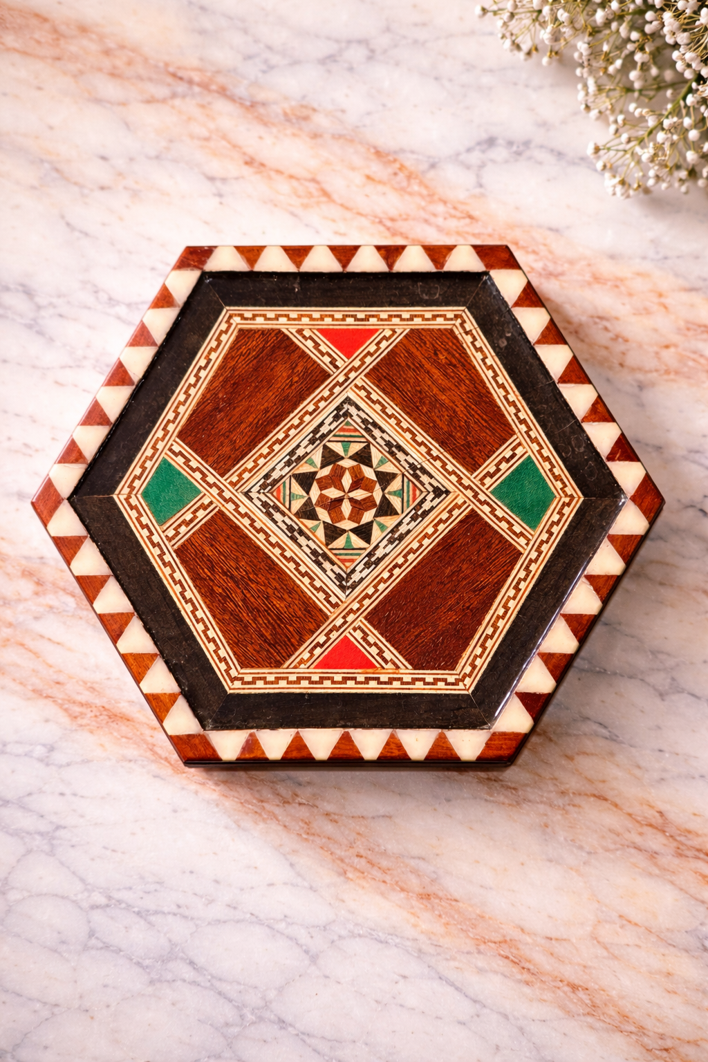 Vintage Spanish Marquetry Coaster / Trivet c. 1992