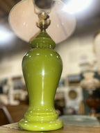 Mid-Century Chartreuse Ceramic Ginger Jar Table Lamp, c. 1955–1975