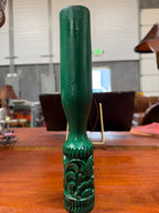 Antique Hand-Carved Wood Candlestick in Green Paint, c. 1880–1925