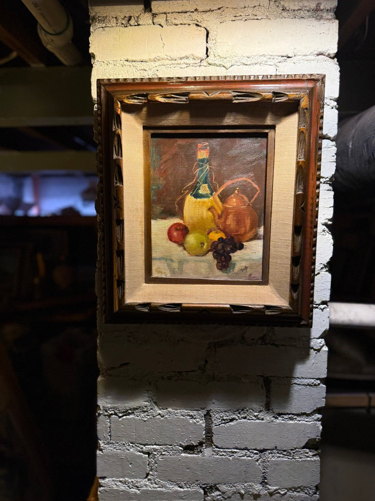 Mid-Century Still Life Oil Painting (c. 1940s–1960s) | Signed “Dolly”