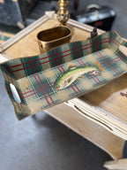 Vintage Gilt-Edged Trout & Plaid Toleware Tray