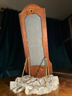 Italian Mirrored Wall Candle Sconce, c. 1950s–1960s | Federal Revival Wood & Brass Candleholder