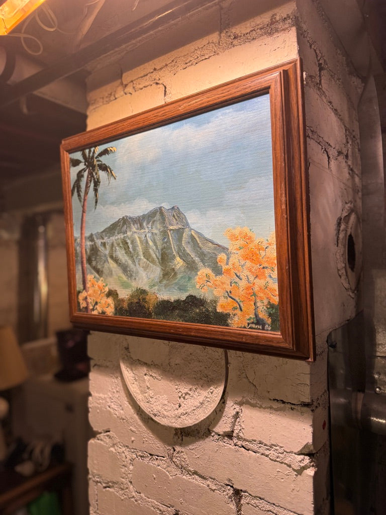 J. Morse Landscape Painting (1986) | Signed Oil on Canvas Mountain Scene