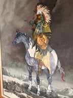 Early 20th Century Western Horseback Figure Painting Signed F. Nielson