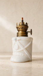 Vintage Milk Glass Tennis Motif Oil Lamp c. 1930s–1950s