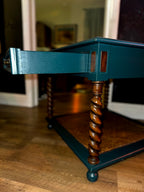 Refurbished Barley Twist Side Table with Cane Shelf