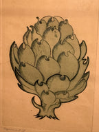 Vintage Delmar V. Forbis Artichoke, Signed Work on Paper, 1968