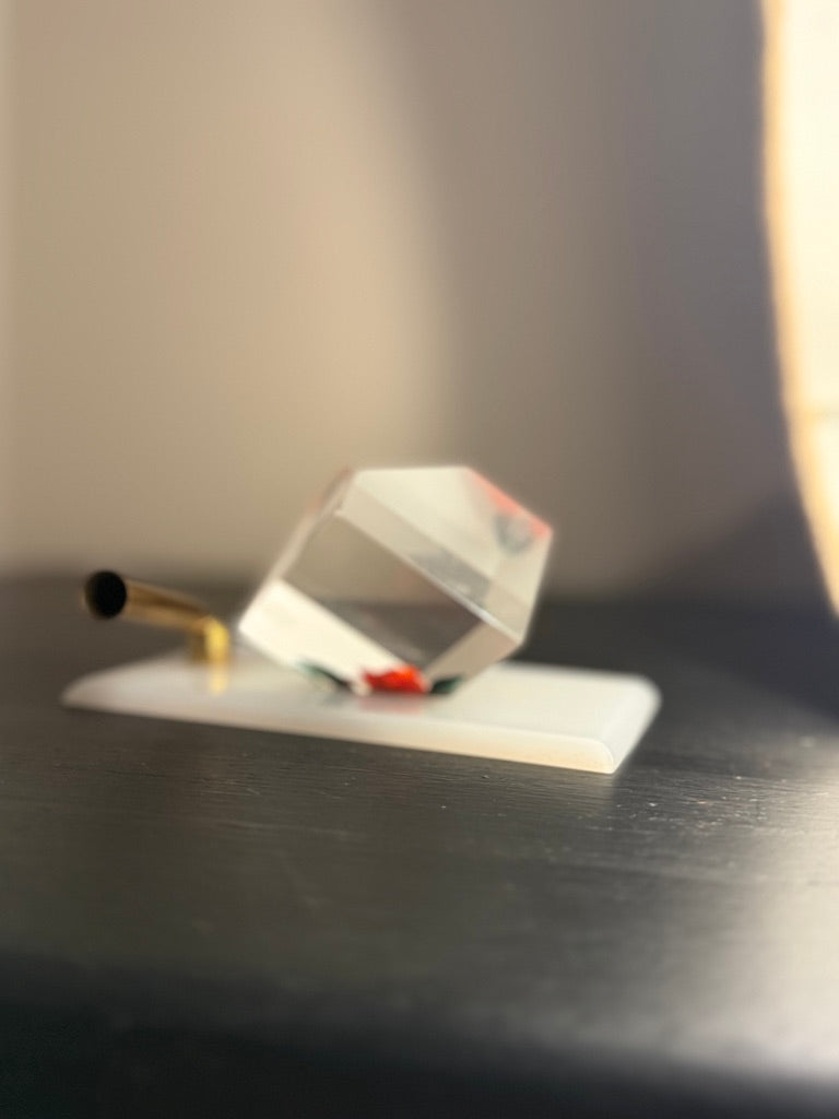 c. 1960s Lucite Rose Desk Pen Holder