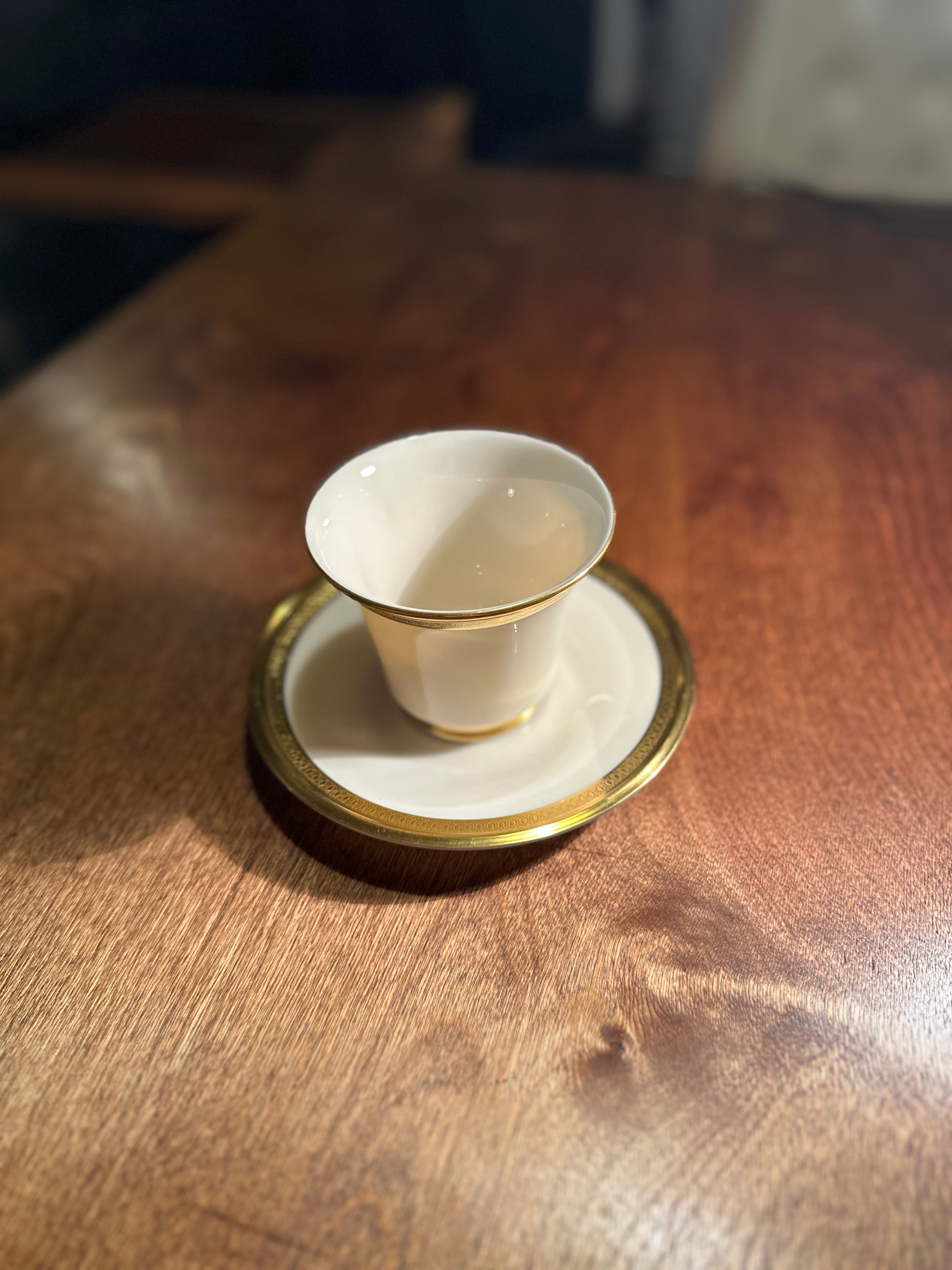 Vintage Lenox Aristocrat Demitasse Cup & Saucer Set | Gold Encrusted American Porcelain