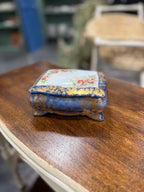 Artist-Signed Hand-Painted Porcelain Dresser Box with Cobalt Blue & Gold Finish