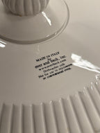Italian Embossed Whiteware Cake Stand, Harvest Relief, Pedestal Foot, Made in Italy for Over and Back, Contemporary