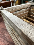Vintage Slatted Wood Crate Basket with Rope Beckets, c. 1920–1955
