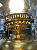 Electric Brass Hurricane Lamp in Oil-Lamp Form, c. 1985–2005