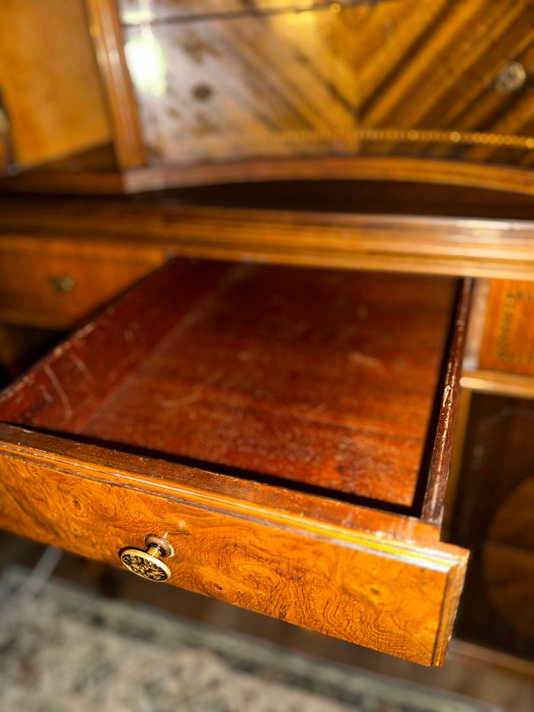1930s Art Deco Waterfall Sideboard by Johnson Furniture Co. | Walnut Sunburst Buffet