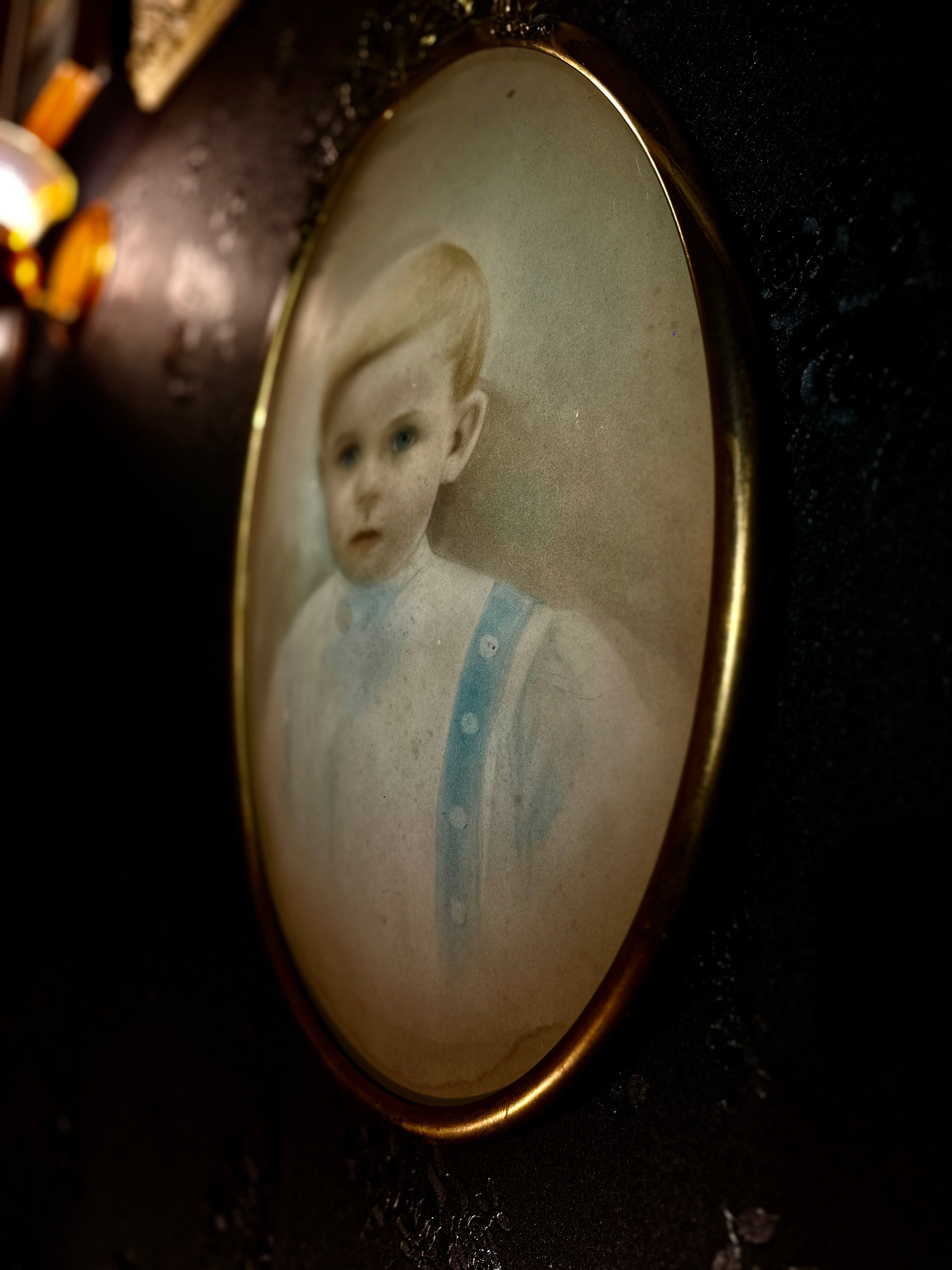 Antique Oval Child Portrait c. 1900 | Pastel & Pencil on Paper | Viridian Eclection