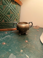 Vintage FB Rogers Silver Co Sugar Bowl 1224 – Silverplate Tripod Footed Creamer c. late 1940s-50s