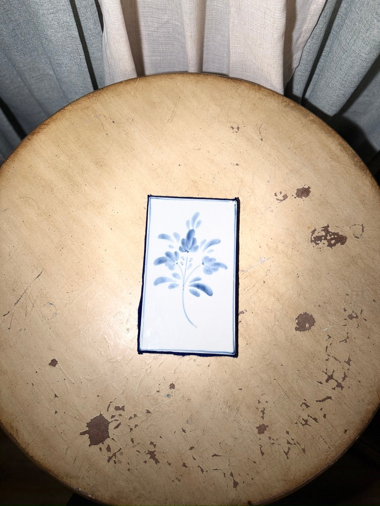 Vintage Portuguese Blue & White Floral Tile Plaque c.1950s