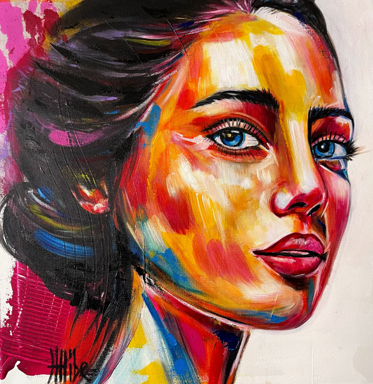 Kat Allibe, Eyes of Tomorrow, original mixed media on canvas