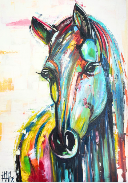 Kat Allibe, The Guardian of the Plains, original mixed media on canvas