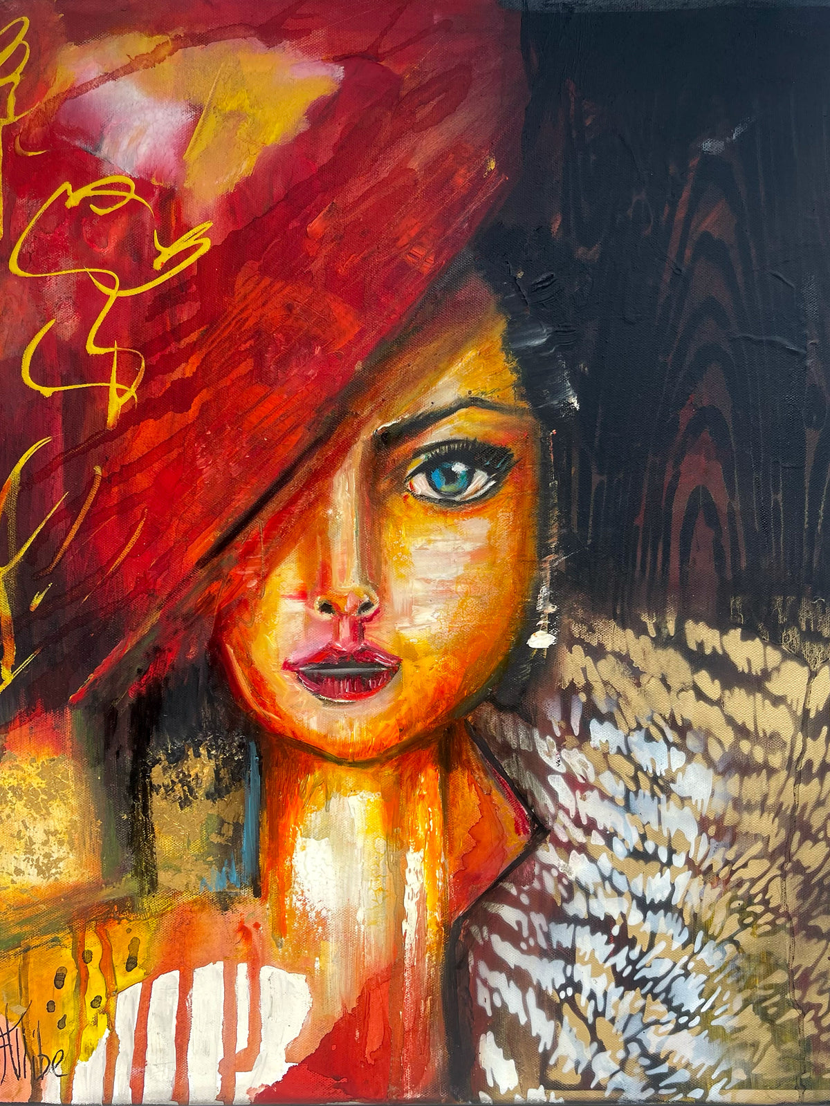 Kat Allibe, Estelle Moreau Heart of Le Moulin Rouge, original painting